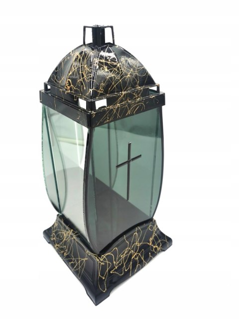 Czarny znicz czarne lustro z krzyżem i pajęczyną