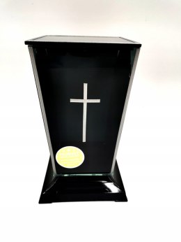 EKSKLUZYWNA KAPLICZKA CZARNE LUSTRO SREBRNY KRZYŻ