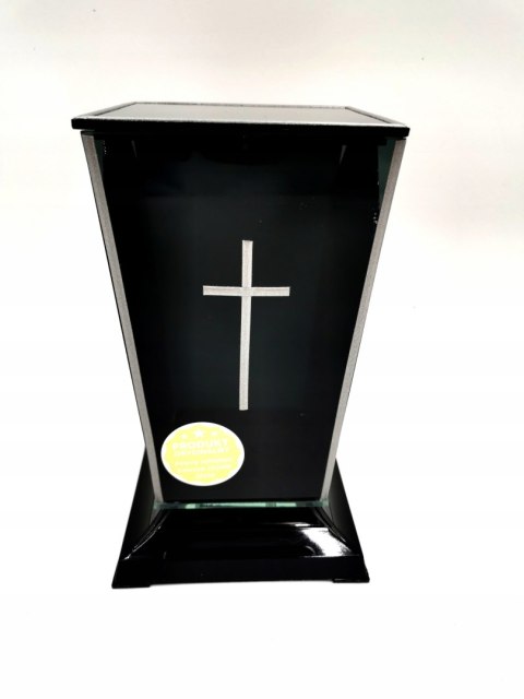 EKSKLUZYWNA KAPLICZKA CZARNE LUSTRO SREBRNY KRZYŻ