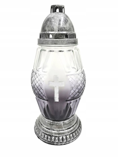 ELEGANCKI ZNICZ OMBRE Grafitowe szkło krzyżyk Duży