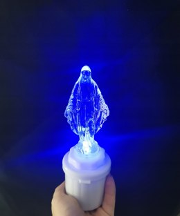 Niebieski Wkład Znicz LED MARYJA Z BATERIAMI BLUE