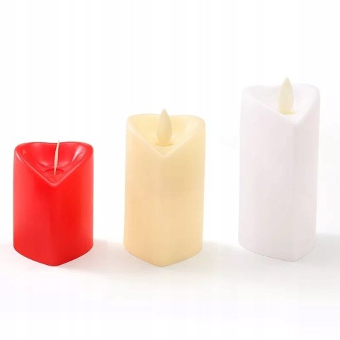 PREZENT ROCZNICA ZESTAW 3 białych ŚWIEC 4D SERC