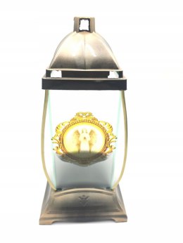 ZNICZ ANIOŁ BARYŁKA DUŻA ZŁOTA MATOWA LAMPION 32CM