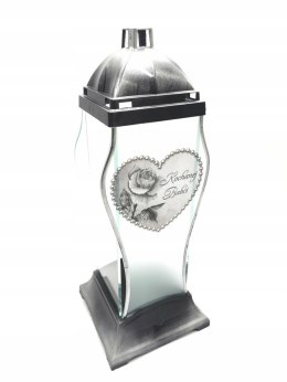 ZNICZ DLA BABCI ZNICZ BABCIA SREBRNE SERCE ROŻE