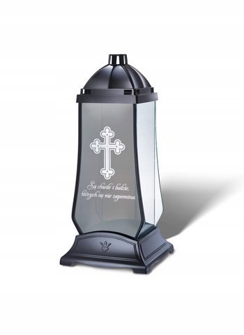 ZNICZ LAMPION KAPLICZKA SZKLANA CZARNA 37CM LUSTRO