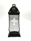 ZNICZ LAMPION KAPLICZKA SZKLANA CZARNA LUSTRO