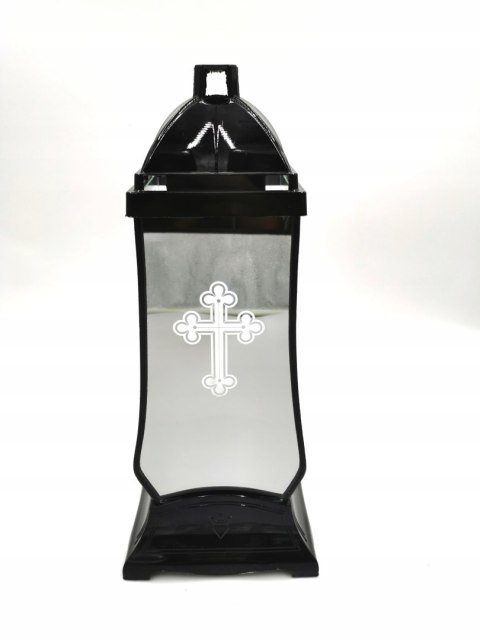 ZNICZ LAMPION KAPLICZKA SZKLANA CZARNA LUSTRO