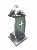 ZNICZ ZNICZE KAPLICZKA SATYNOWA srebrny KRZYŻ 32CM