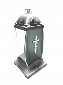 ZNICZ ZNICZE KAPLICZKA SATYNOWA srebrny KRZYŻ 32CM