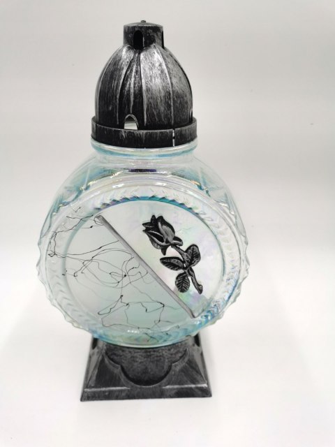 ZNICZ ZNICZE SREBRNA RÓŻA NITKA EFEKT ZNICZ 34 CM