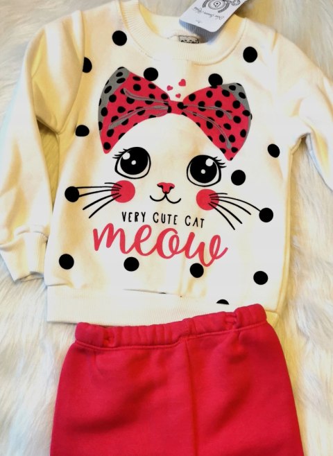 Zestaw dla dziewczynki dres 98 3 lata nadruk kotek
