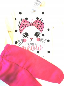 Zestaw dla dziewczynki dres roczek 80 nadruk kotek