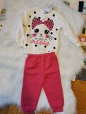 Zestaw dla dziewczynki dres roczek 80 nadruk kotek