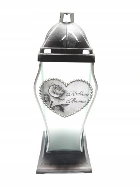 Znicz kapliczka KOCHANEJ MAMUSI SREBRNA SERCE 39CM