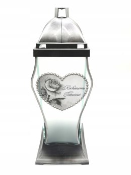 Znicz kapliczka KOCHANEMU TATUSIOWI SREBRNE SERCE