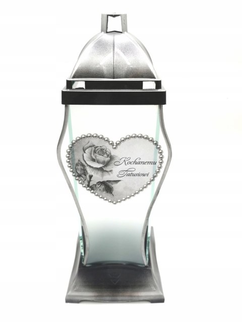 Znicz kapliczka KOCHANEMU TATUSIOWI SREBRNE SERCE