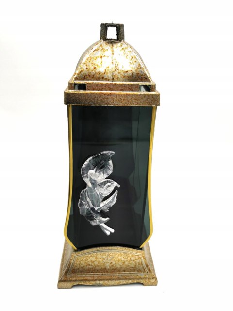 Znicz kapliczka złota marmurek kwiaty kalia duża