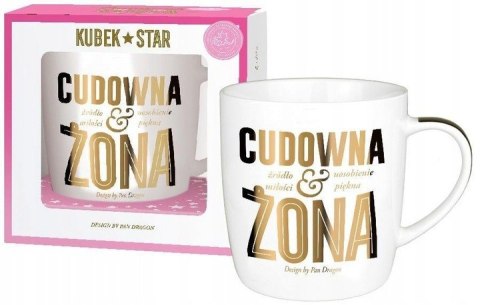 KUBEK DLA ŻONY ZŁOTE NAPISY PREZENT NA MIKOŁAJKI