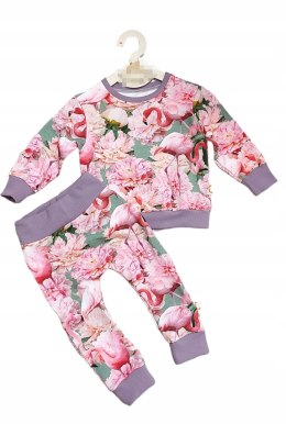 Komplet dresowy różowe flamingi 86 zestaw bluza