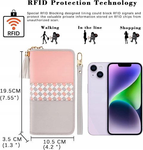 Portfel damski Jocose Moose skórka różowy szary