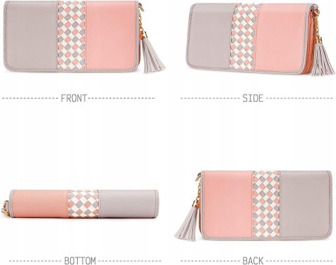 Portfel damski Jocose Moose skórka różowy szary