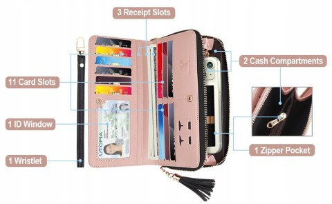 Portfel damski Jocose Moose skórka różowy szary