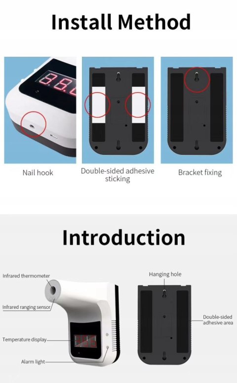 SZYBKI TERMOMETR BEZDOTYKOWY PODCZERWIEŃ k3