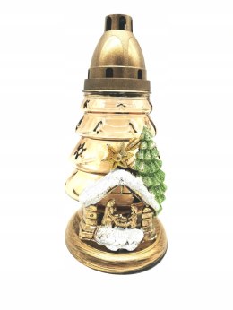 ZNICZ choinka świąteczna złota z szopką BURSZTYN