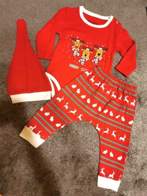 Zestaw Świąteczny body spodnie Komplet Renifery 80