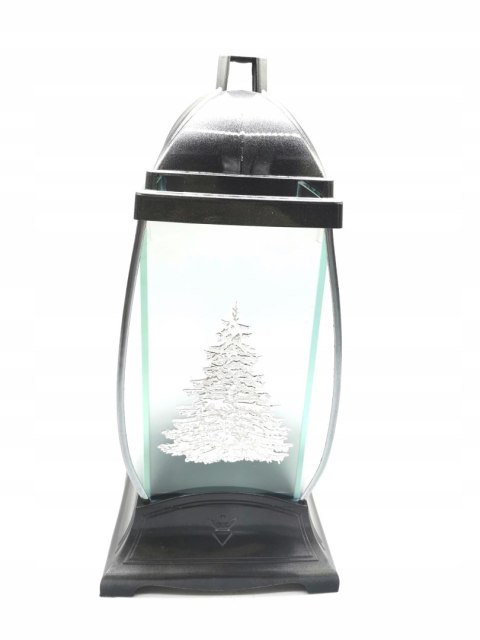 Znicz świąteczny choinka srebrna bryła szklana