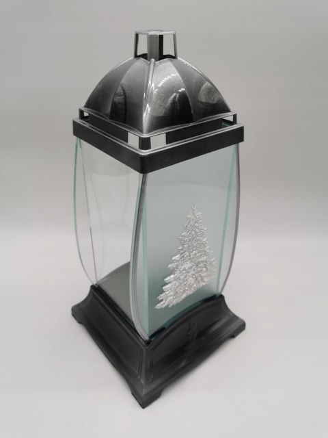 Znicz świąteczny choinka srebrna bryła szklana