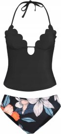 CUPSHE STRÓJ KĄPIELOWY CZARNY KWIATY dwuczęściow M