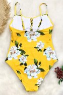 CUPSHE STRÓJ KĄPIELOWY ŻÓŁTY bikini Kwiaty L 40