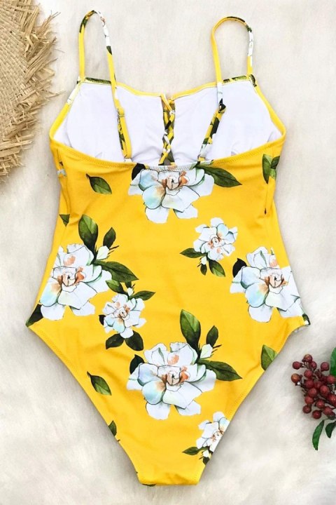CUPSHE STRÓJ KĄPIELOWY ŻÓŁTY bikini Kwiaty L 40