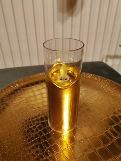 DEKORACYJNA świeca z RUCHOMYM PŁOMIENIEM GOLD 14,5