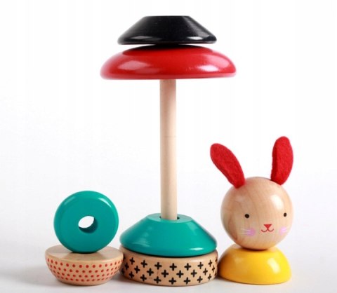 DREWNIANA piramida królik WAŃKA WSTAŃKA myszka