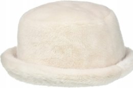 Damski zimowy kapelusz typu bucket beżowy kremowy