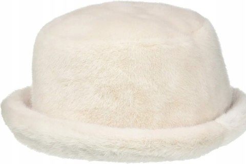 Damski zimowy kapelusz typu bucket beżowy kremowy