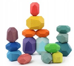 Drewniane Klocki Kamienie UKŁADANKA MONTESSORI 16