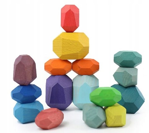 Drewniane Klocki Kamienie UKŁADANKA MONTESSORI 16