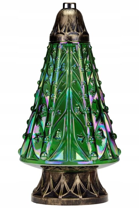 Duży znicz świąteczny zielona choinka świąteczna tęczowa