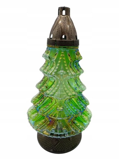 Duży znicz świąteczny zielona choinka świąteczna tęczowa