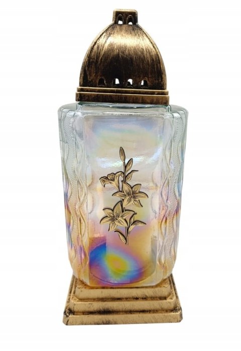 Elegancki ZNICZ LAMPION srebrna kalia DUŻA WIEŻA 35 CM TUBA (wybór)