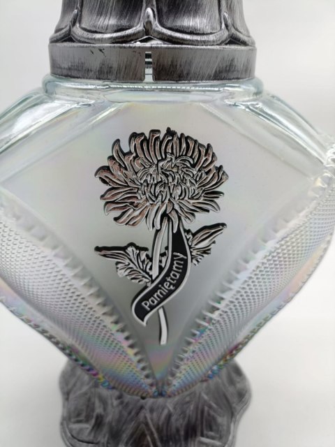 Nowoczesny Znicz Zegar chryzantema srebro