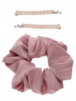 Satynowa gumka wsuwki z perełkami zestaw do wlosów