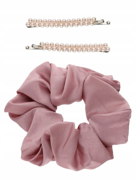Satynowa gumka wsuwki z perełkami zestaw do wlosów