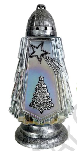 WYSOKI PIĘKNY ZNICZ SREBRNA CHOINKA ZNICZ ŚWIĄTECZNY CHOINKA