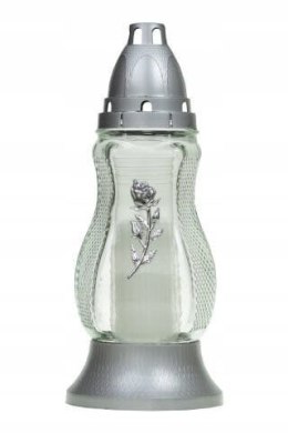 ZNICZ PIĘKNA SREBRNA RÓŻA 28 CM smukła róża