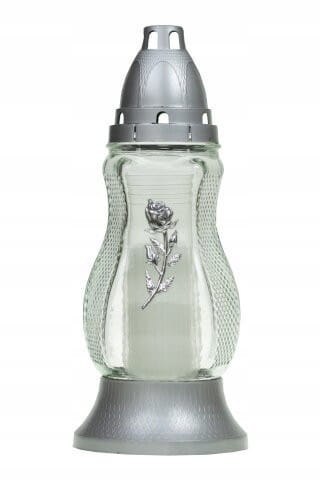 ZNICZ PIĘKNA SREBRNA RÓŻA 28 CM smukła róża