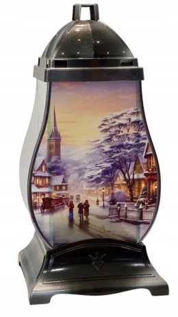 ZNICZ SZKLANA KAPLICZKA ZNICZ SREBRNY ŚWIĄTECZNY MIASTECZKO ZIMOWE ŚWIĘTA